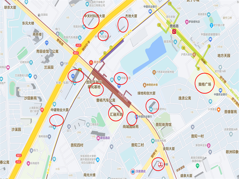 曹杨路办公楼分布图